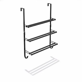 3 tier Over The Door Towel Rack Metal With Hooks Space Saving Quick Drying