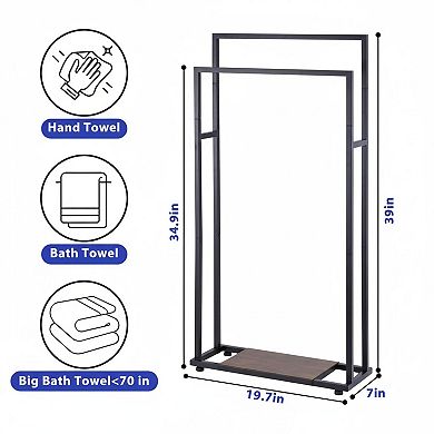 39'' Tall 2 Tier Standing Towel Rack with Storage Shelf