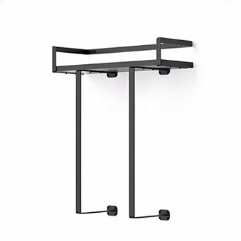 Wall Mounted Towel Rack Metal with Wooden Shelf Multifunctional Storage Decorative for Bathroom RV