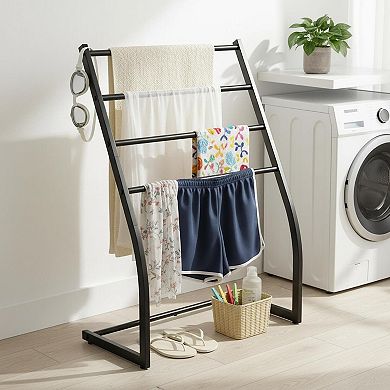4 Tier Free Standing Towel Rack Metal Bathroom Blanket Holder