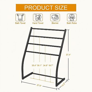 4 Tier Free Standing Towel Rack Metal Bathroom Blanket Holder