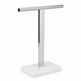 T-Shape Hand Towel Holder Stand 304 Stainless Steel Marble Base Brushed Non-Slip Easy Assemble