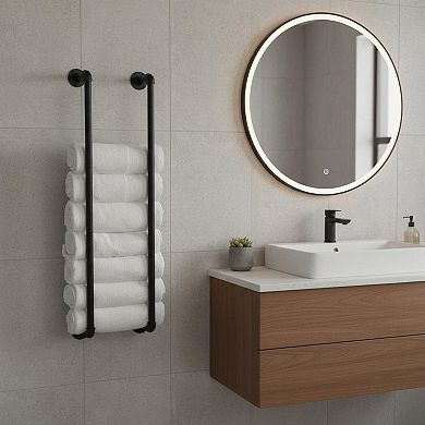 Wall Mounted Industrial Pipe Towel Rack 36 Inch Storage Organizer Holder