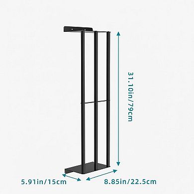Wall Mounted Towel Rack 31 Inch 2 Metal Shelves 3 Vertical Bars Large Capacity Bathroom Storage