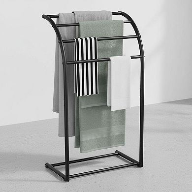 4 Tier Free Standing Towel Rack Metal Blanket Display Drying Indoor Outdoor