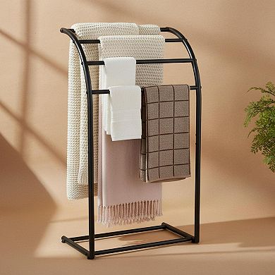 4 Tier Free Standing Towel Rack Metal Blanket Display Drying Indoor Outdoor