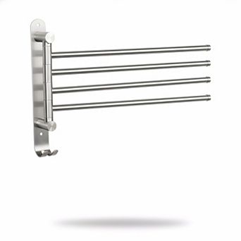 Swivel Towel Rack 4-Arm 304 Stainless Steel Space-Saving Wall Mounted Rustproof Hanger for Bathroom