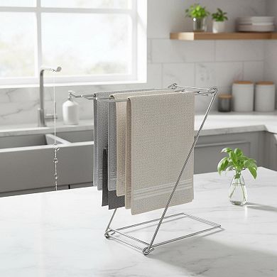 4-Arm Foldable Free Standing Towel Rack Stainless Steel Countertop Organizer 2 Pack