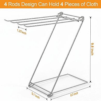4-Arm Foldable Free Standing Towel Rack Stainless Steel Countertop Organizer 2 Pack