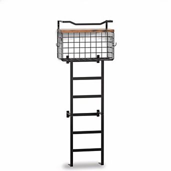 34 in Wall Mounted Towel Rack 2 Shelves Wire Basket Metal Wood Bathroom Storage Organizer