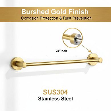 24 Inch Brushed Towel Bar SUS304 Stainless Steel Wall Mounted Split Design Quick Dry Bathroom Rack
