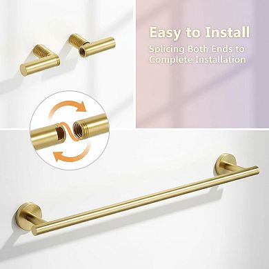 24 Inch Brushed Towel Bar SUS304 Stainless Steel Wall Mounted Split Design Quick Dry Bathroom Rack