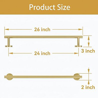 24 Inch Brushed Towel Bar SUS304 Stainless Steel Wall Mounted Split Design Quick Dry Bathroom Rack