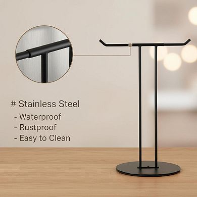 T-shaped Hand Towel Holder Stand Countertop Stainless Steel Rack Non-slip Base Bathroom Kitchen