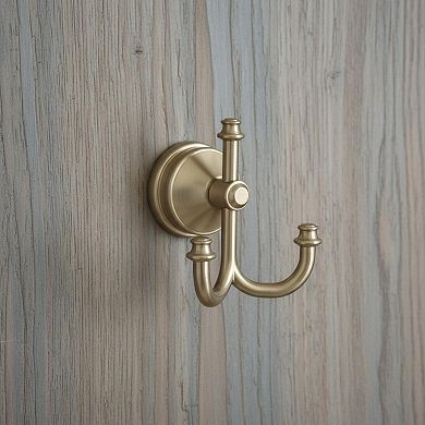 Triple Wall Mounted Towel Hooks Champagne Bronze Multi-use Bathroom Storage
