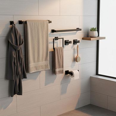5 Pieces Bathroom Hardware Set SUS304 Stainless Steel Matte Black Wall Mounted Towel Racks Bath