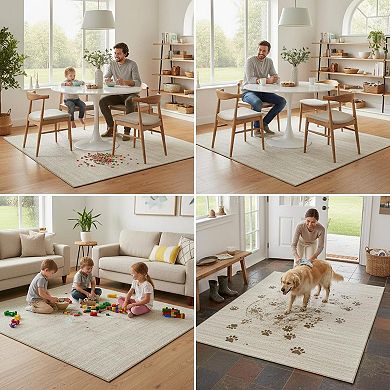 Washable Stain Resistant Area Rug Non Slip Foldable Soft Microfiber for Living Room Bedroom