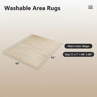Washable Stain Resistant Area Rug Non Slip Foldable Soft Microfiber for Living Room Bedroom