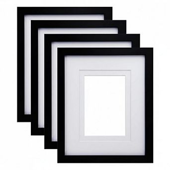 8x10 Picture Frames Set Of 4 Solid Wood Plexiglass 4x6 5x7 Mat Table Top Wall Mount