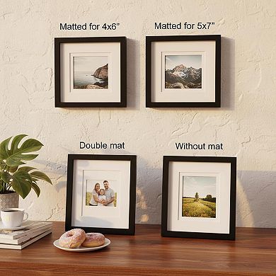 8x10 Picture Frames Set Of 4 Solid Wood Plexiglass 4x6 5x7 Mat Table Top Wall Mount