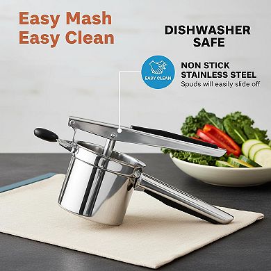 Large 15oz Potato Ricer Heavy Duty Stainless Steel Masher For Fluffy Mashed Potatoes Veggies