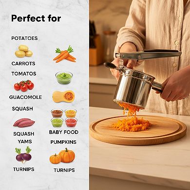 Large 15oz Potato Ricer Heavy Duty Stainless Steel Masher For Fluffy Mashed Potatoes Veggies