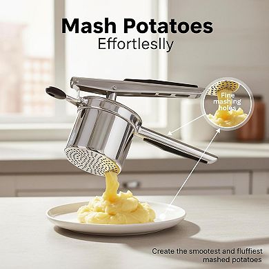 Large 15oz Potato Ricer Heavy Duty Stainless Steel Masher For Fluffy Mashed Potatoes Veggies