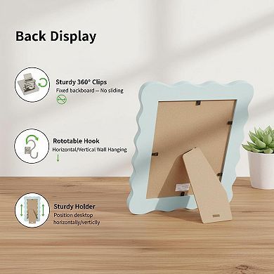 5x7 Cute Picture Frame Wavy Design Real Glass Table Wall Display Home Office Decoration Gift