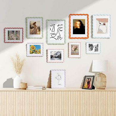 5x7 Cute Picture Frame Wavy Design Real Glass Table Wall Display Home Office Decoration Gift