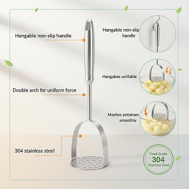 Potato Masher 37-Hole Dual Arc 304 Stainless Steel One-Piece Dishwasher Safe