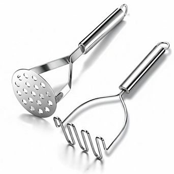 2 pc Stainless Steel Potato Masher Set Dual-Head for Potatoes Avocados Beans Vegetables Kitchen