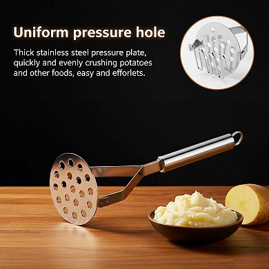 2-Piece Stainless Steel Potato Masher Set Dual-Head for Potatoes Avocados Beans Vegetables Kitchen