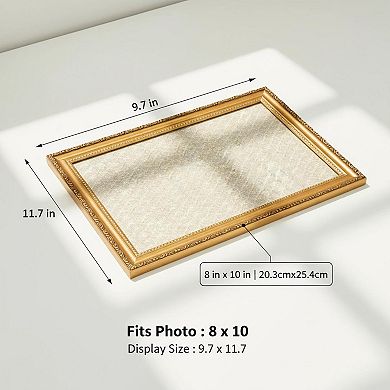 8*10 Picture Frame Wall Hanging Tabletop Display Ornate Vintage Durable Plexiglass Lightweight