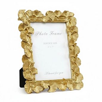 5x7 Vintage Ornate Ginkgo Leaf Picture Frame Textured Glass Wall/Tabletop Display Home Decor Gift