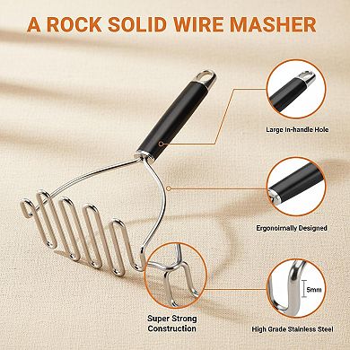 Large Heavy Duty Stainless Steel Potato Masher Multi Functional Kitchen Tool