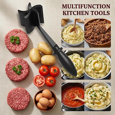 Meat Hamburger Smasher Nylon Heat Resistant 5 Blades Ground Beef Mixer Tool