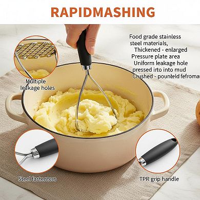Potato Masher Set of 2 Stainless Steel Wire Vegetable Fruit Masher
