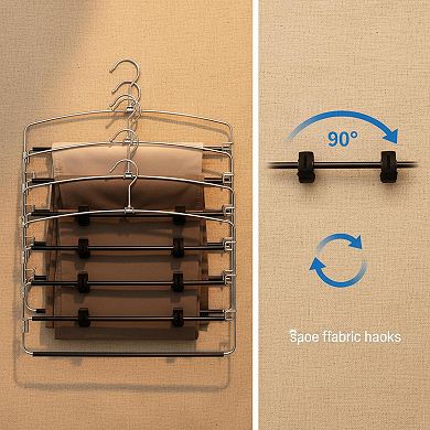 5 Tier Pants Hangers Space Saving Non Slip Stainless Steel 3 Pack