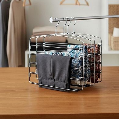 5 Tier Pants Hangers Space Saving Non Slip Stainless Steel 3 Pack