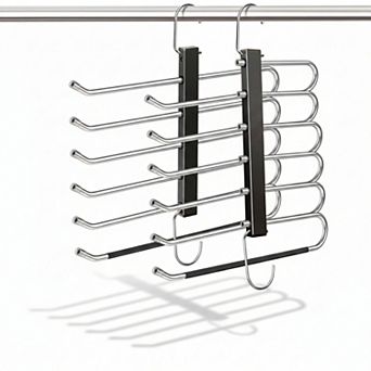 6 tier Pant Hangers 2 Pack Space Saving Anti-slip Stainless Steel