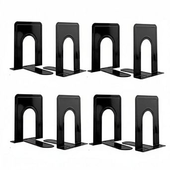 Black Metal Bookends Sturdy Heavy NonSkid TShaped 4 Pairs 8 pc