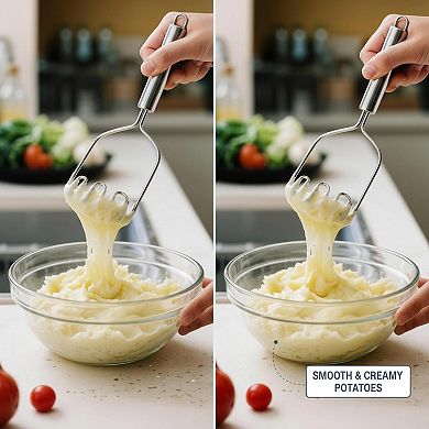 2pcs Stainless Steel Potato Masher Set for Avocado Vegetables Meat