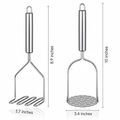 2pcs Stainless Steel Potato Masher Set for Avocado Vegetables Meat