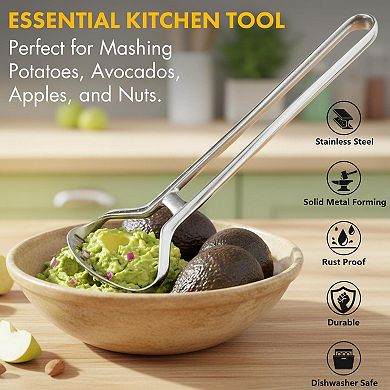 Heavy Duty Stainless Steel Potato Masher Rustproof One Piece Design Vegetables Fruits Beans