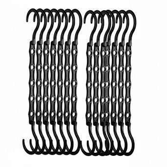 Black Magic 10-Pack 5-Hole Space-Saving Cascading Closet Organizers for Heavy Clothes College Dorm