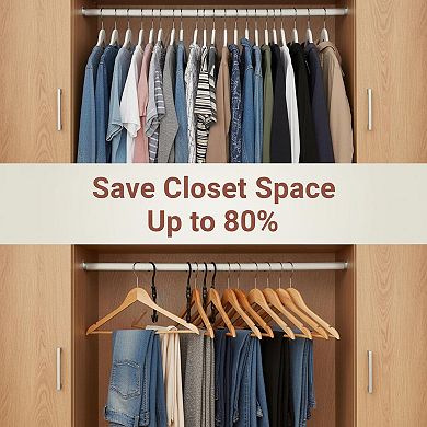 Black Magic 10-Pack 5-Hole Space-Saving Cascading Closet Organizers for Heavy Clothes College Dorm