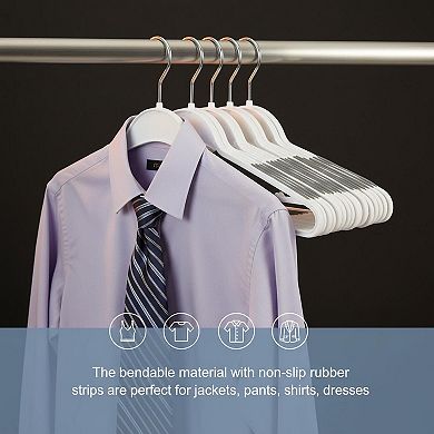 30 Pack Bendable Plastic Hangers Non-slip Strong Durable with Clips Slim Profile