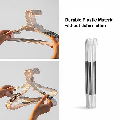 30 Pack Bendable Plastic Hangers Non-slip Strong Durable with Clips Slim Profile