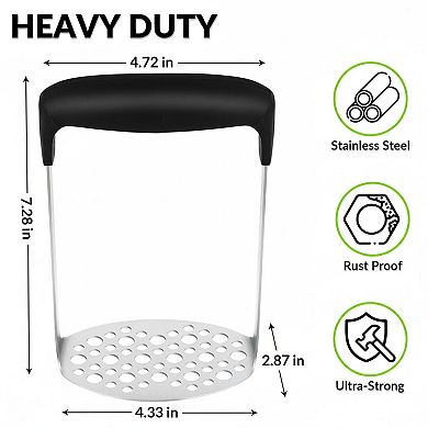 Upgraded Potato Masher: Durable 304 Stainless Steel, Rust-Proof Dishwasher-Safe Heavy Duty Kitchen