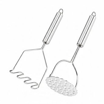 2 Pack Stainless Steel Potato Masher Set with 2 Styles for Vegetables Fruits Beans